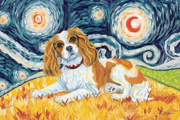 Spaniels: Cavalier King Charles On A Starry Night Blenheim by Gretchen KISH Serrano