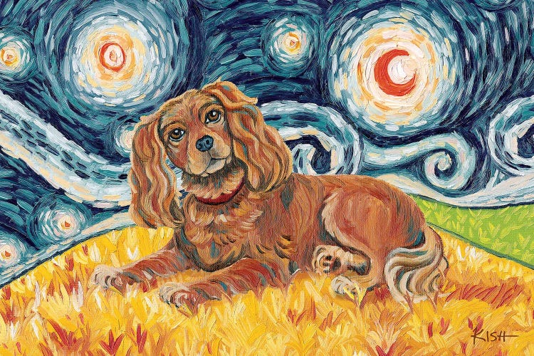 Cavalier King Charles On A Starry Night Ruby