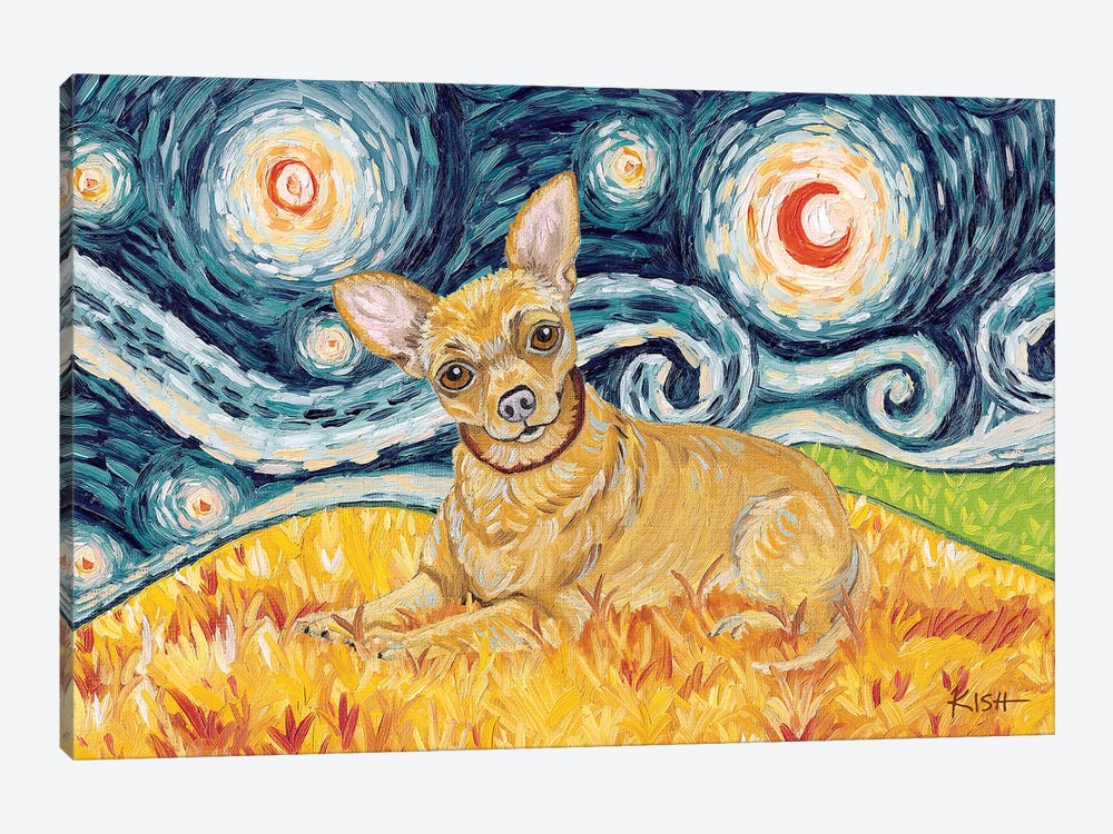 Chihuahua On A Starry Night by Gretchen Kish Serrano 1-piece Canvas Wall Art