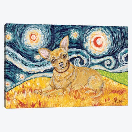 Chihuahua On A Starry Night Canvas Print #GKS41} by Gretchen Kish Serrano Canvas Art Print