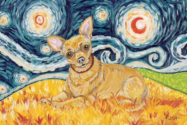 Chihuahuas: Chihuahua On A Starry Night by Gretchen KISH Serrano