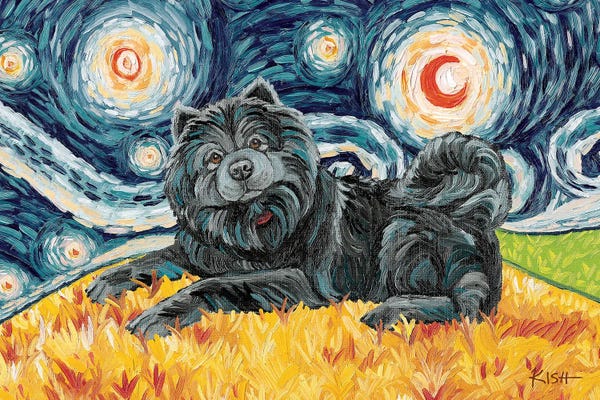 Chow Chow On A Starry Night Black