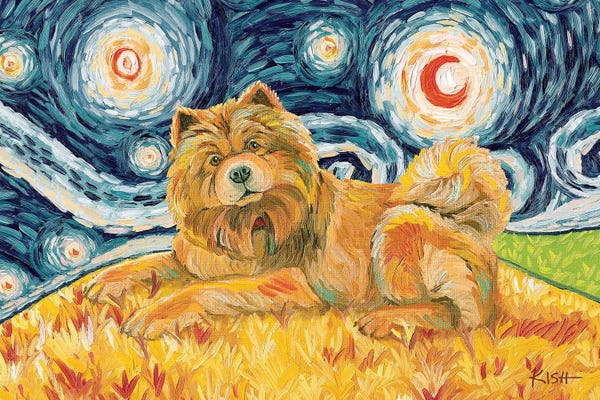 Chow Chows: Chow Chow On A Starry Night Light by Gretchen KISH Serrano