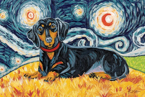 Dachshund On A Starry Night Black & Tan