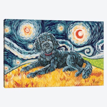 Doodle On A Starry Night Black Canvas Print #GKS57} by Gretchen Kish Serrano Canvas Print