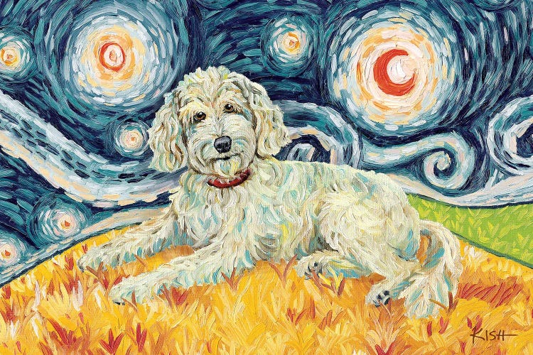 Doodle On A Starry Night Cream by Gretchen Kish Serrano wall art