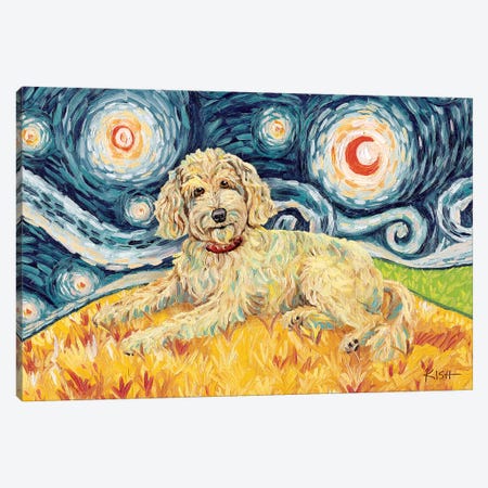 Doodle On A Starry Night Golden Canvas Print #GKS59} by Gretchen Kish Serrano Canvas Wall Art
