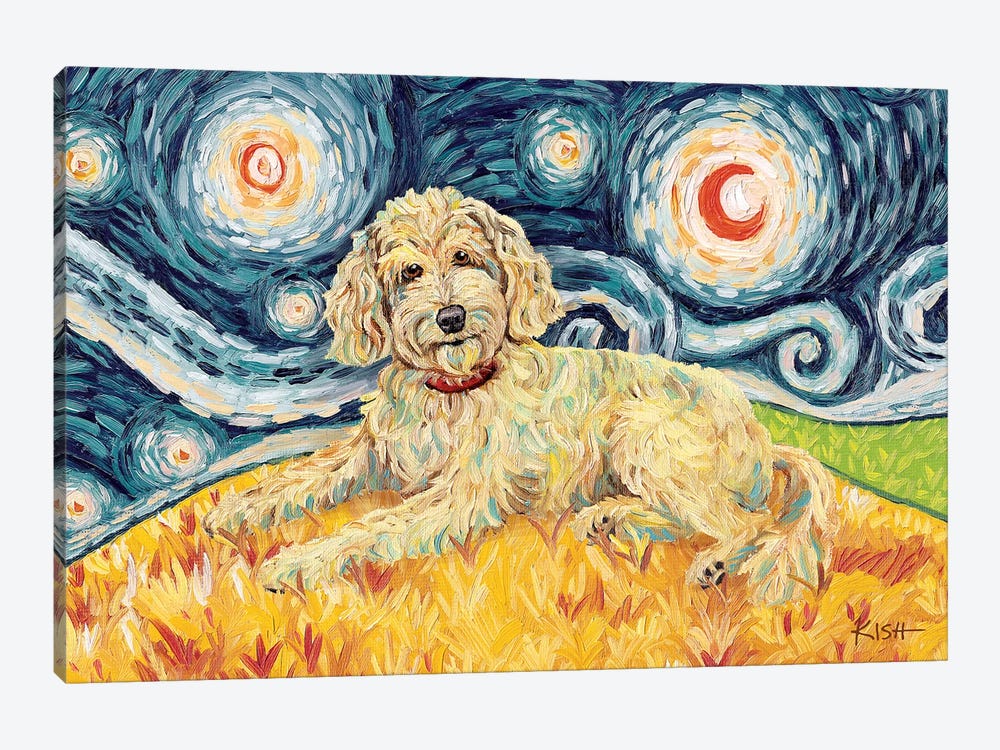 Doodle On A Starry Night Golden 1-piece Art Print
