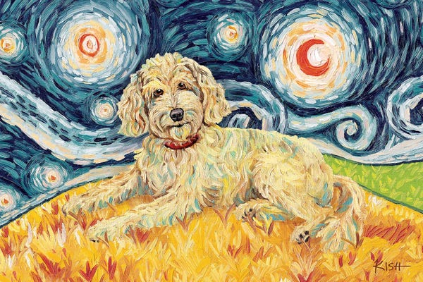 Goldendoodles: Doodle On A Starry Night Golden by Gretchen KISH Serrano