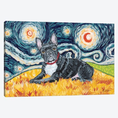 French Bulldog On A Starry Night Canvas Print #GKS61} by Gretchen Kish Serrano Art Print