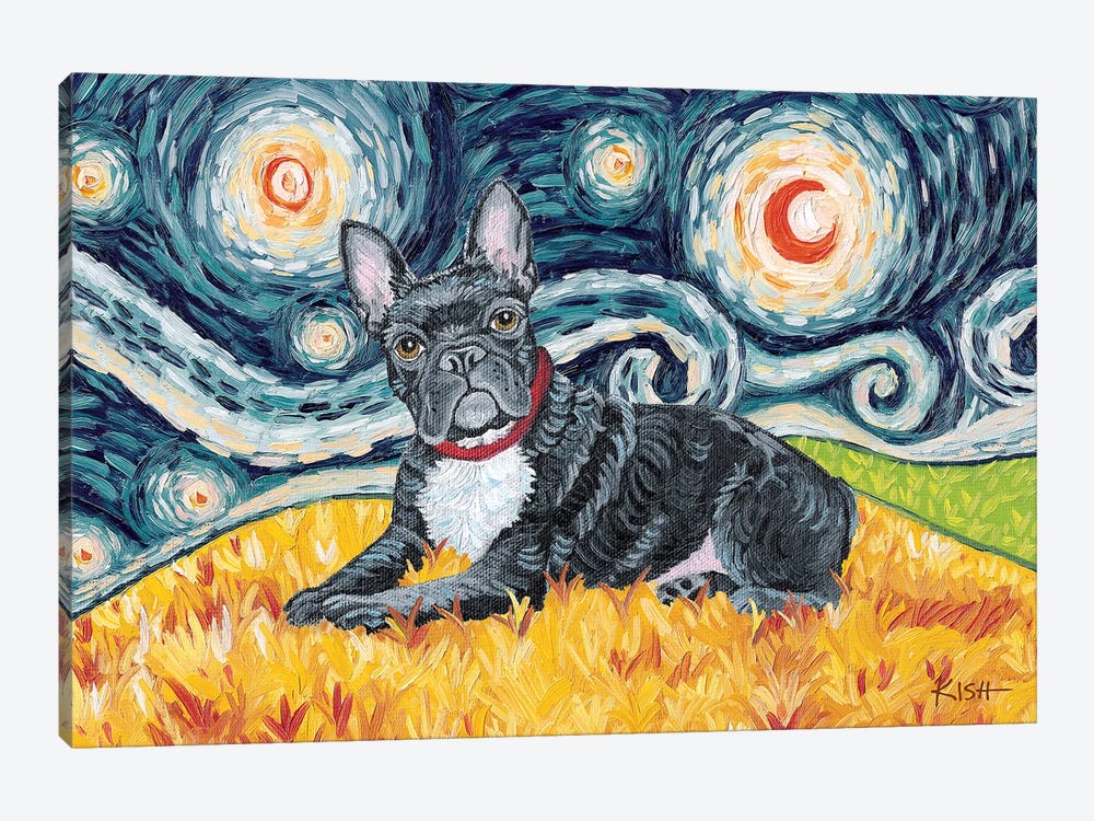 French Bulldog On A Starry Night by Gretchen Kish Serrano 1-piece Canvas Art
