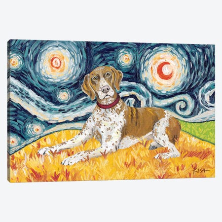 German Shorthaired Pointer On A Starry Night Canvas Print #GKS63} by Gretchen Kish Serrano Art Print