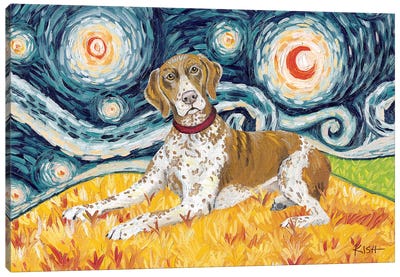 German Shorthaired Pointer On A Starry Night Canvas Art Print - Gretchen Kish Serrano
