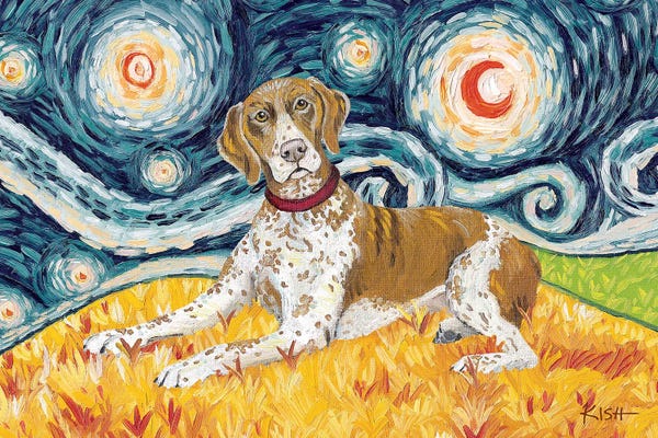 German Shorthaired Pointers: German Shorthaired Pointer On A Starry Night by Gretchen KISH Serrano