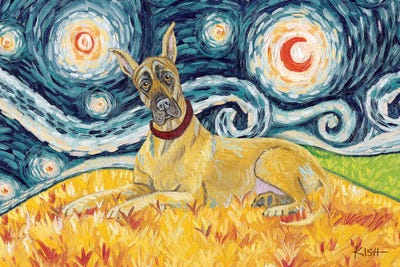 Great Dane On A Starry Night Cropped by Gretchen KISH Serrano canvas print