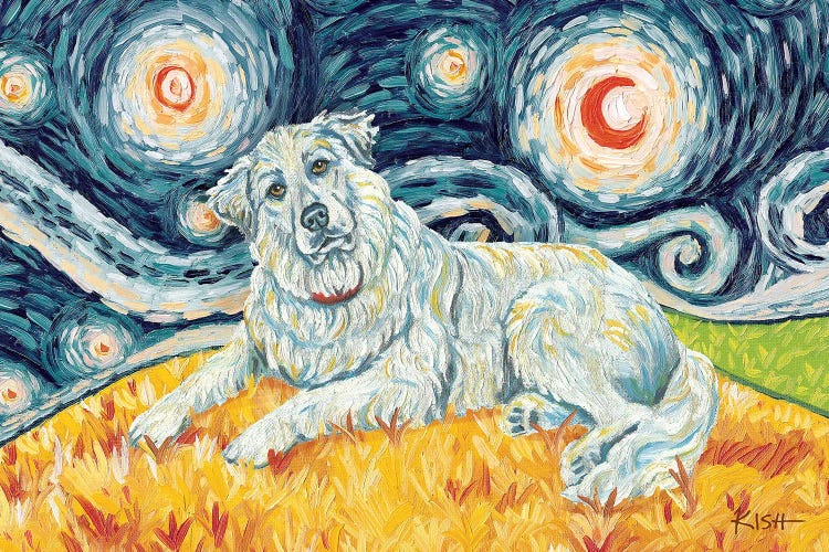 Great Pyrenees On A Starry Night
