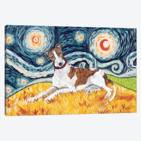 Greyhound On A Starry Night Canvas Print #GKS68} by Gretchen Kish Serrano Canvas Print