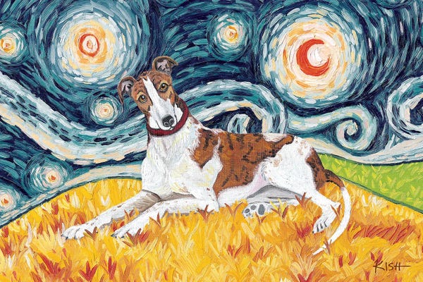 Greyhounds: Greyhound On A Starry Night by Gretchen KISH Serrano