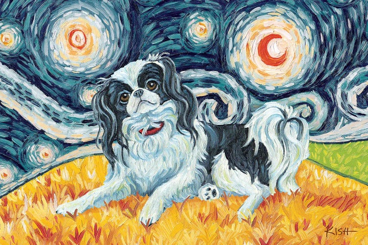 Japanese Chin On A Starry Night