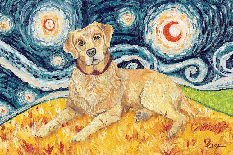 Yellow Lab On A Starry Night