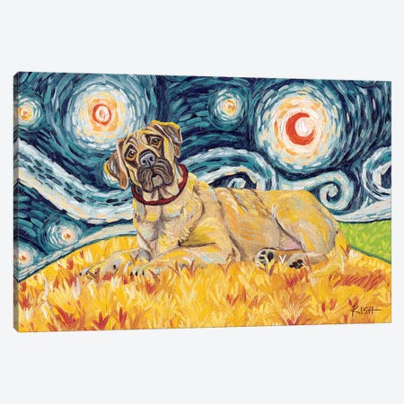 Mastiff On A Starry Night Canvas Print #GKS79} by Gretchen Kish Serrano Canvas Wall Art