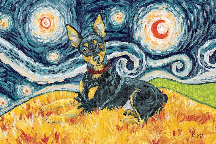 Miniature Pinscher On A Starry Night