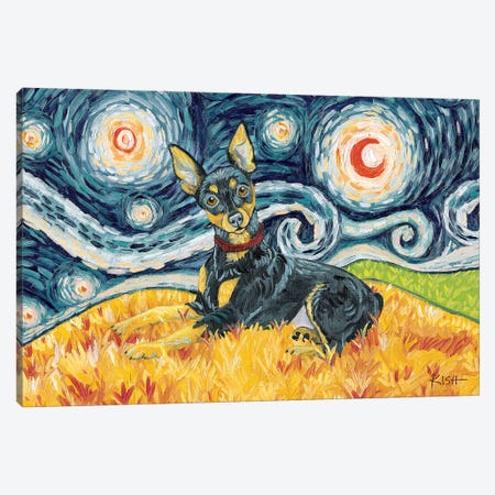 Miniature Pinscher On A Starry Night Canvas Print #GKS80} by Gretchen Kish Serrano Canvas Print