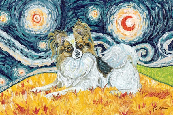 Spaniels: Papillon On A Starry Night by Gretchen KISH Serrano