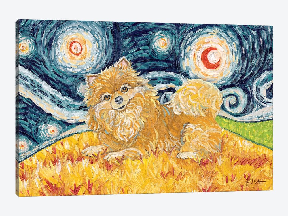 Pomeranian On A Starry Night by Gretchen Kish Serrano 1-piece Art Print