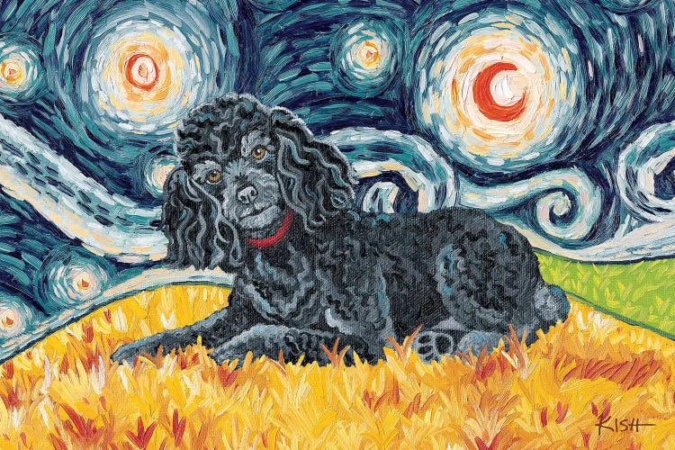 Poodle On A Starry Night Black