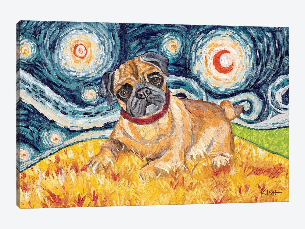 Pug On A Starry Night by Gretchen Kish Serrano 1-piece Canvas Artwork