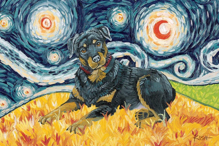 Rottweiler On A Starry Night