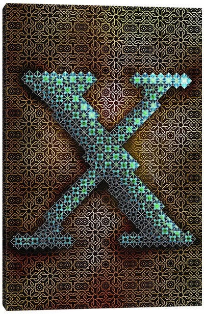 X Canvas Art Print - Geometric Glyphs