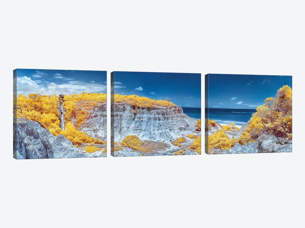 Panorama Beach View - Bahia, Brazil by Glauco Meneghelli 3-piece Canvas Print