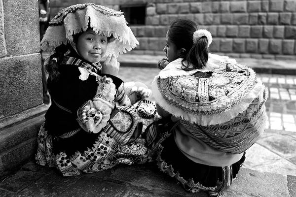 South American Culture: Peruvian Girl Bw by Glauco Meneghelli