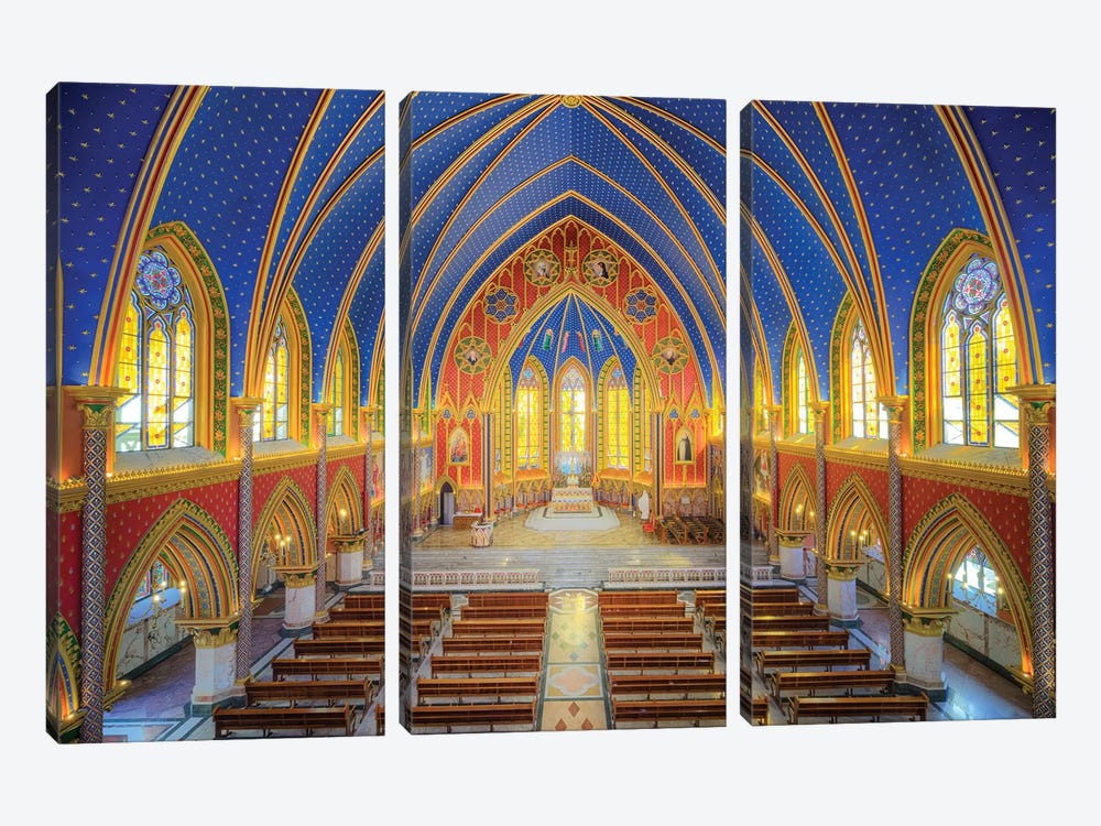 Interior Of The Cathedral I by Glauco Meneghelli 3-piece Canvas Art Print