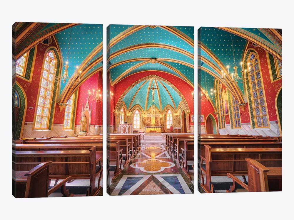 Interior Of The Cathedral II by Glauco Meneghelli 3-piece Canvas Print