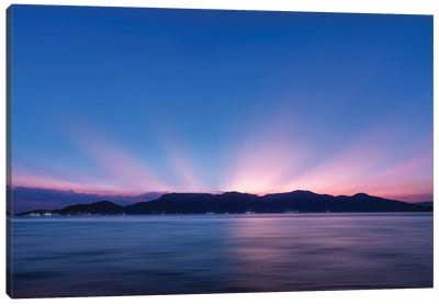 Sunset Over The Sea Canvas Art Print - Glauco Meneghelli