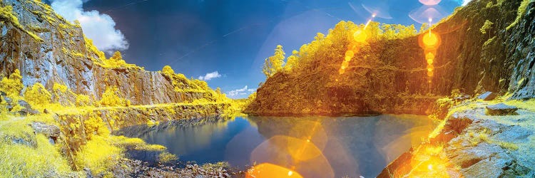 Panorama Landscape With River And Mountains