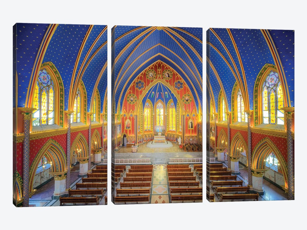 Basilica Of Our Lady Of The Rosary, Caieiras by Glauco Meneghelli 3-piece Canvas Print