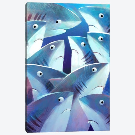 Shifty Sharks Canvas Print #GLS103} by Gareth Lucas Canvas Wall Art