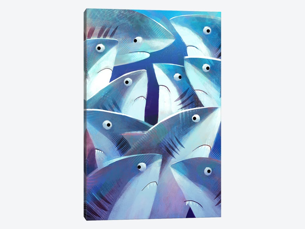 Shifty Sharks by Gareth Lucas 1-piece Canvas Art