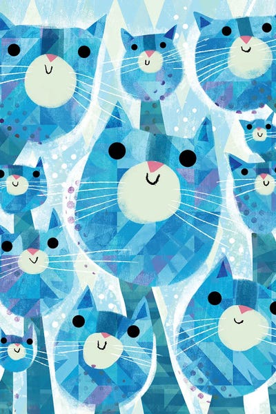 Cobalt Cats by Gareth Lucas metal wall art