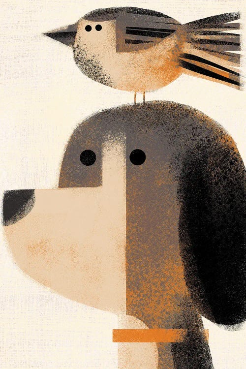 Dog With Pesky Sparrow by Gareth Lucas wall art