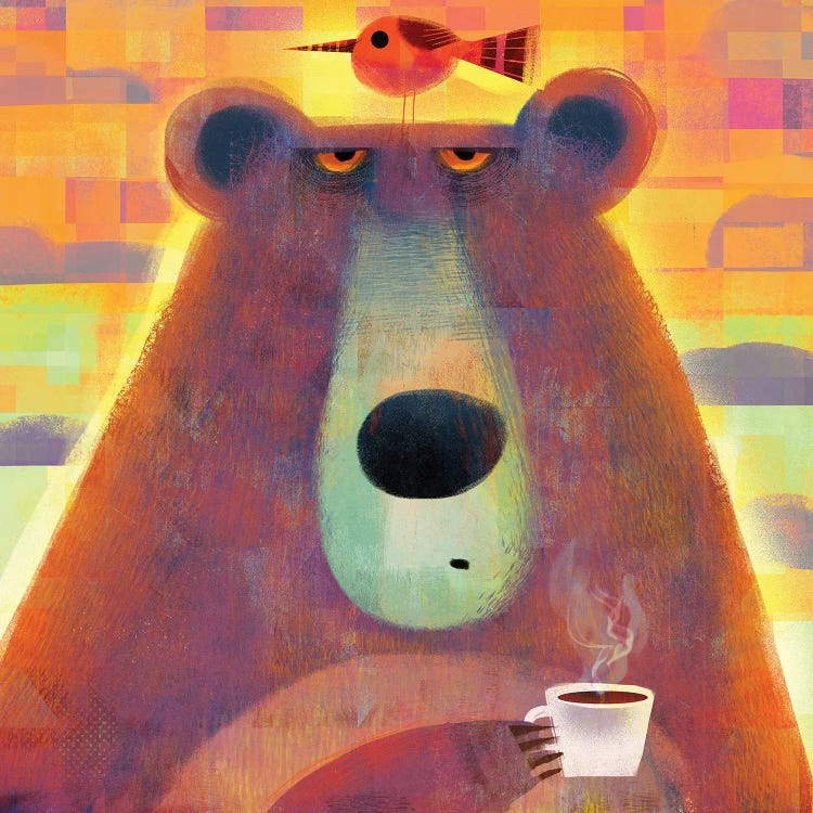 Morning Bear With Pesky Bird