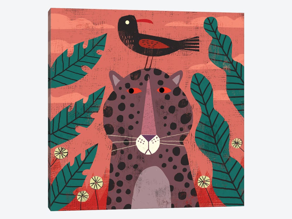 Leopard With Pesky Bird by Gareth Lucas 1-piece Canvas Artwork