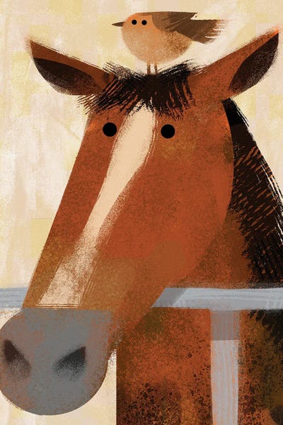 Gareth Lucas: Horse With Pesky Sparrow by Gareth Lucas