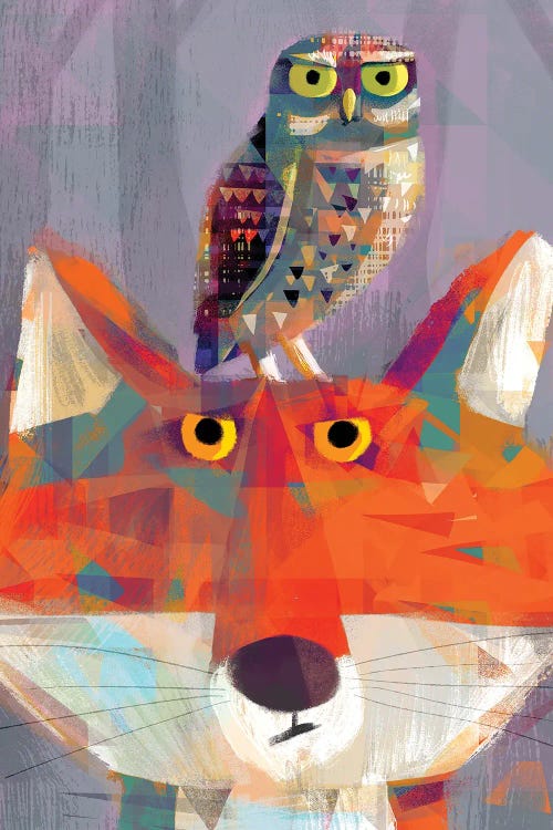 Miffed Fox With Pesky Little Owl by Gareth Lucas wall art