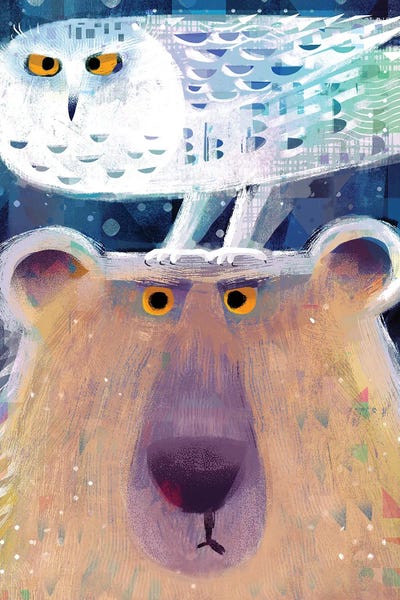 Gareth Lucas: Miffed Polar Bear With Pesky Snowy Owl by Gareth Lucas