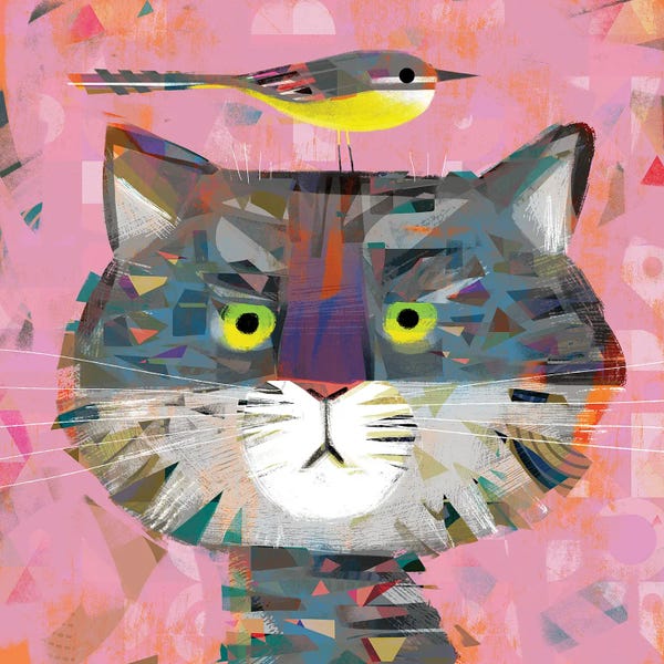 Gareth Lucas: Miffed Puss With Pesky Wagtail by Gareth Lucas
